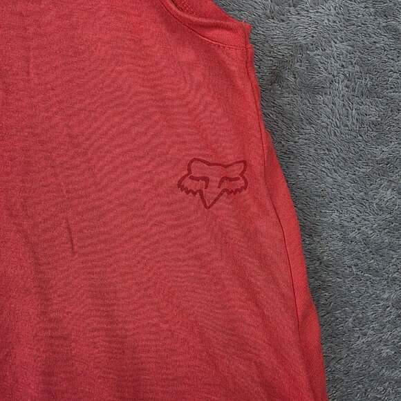 Fox Tank Top Womens Medium Coral High Low Scoop Neck Crisscross Back Tunic Logo - Picture 7 of 11